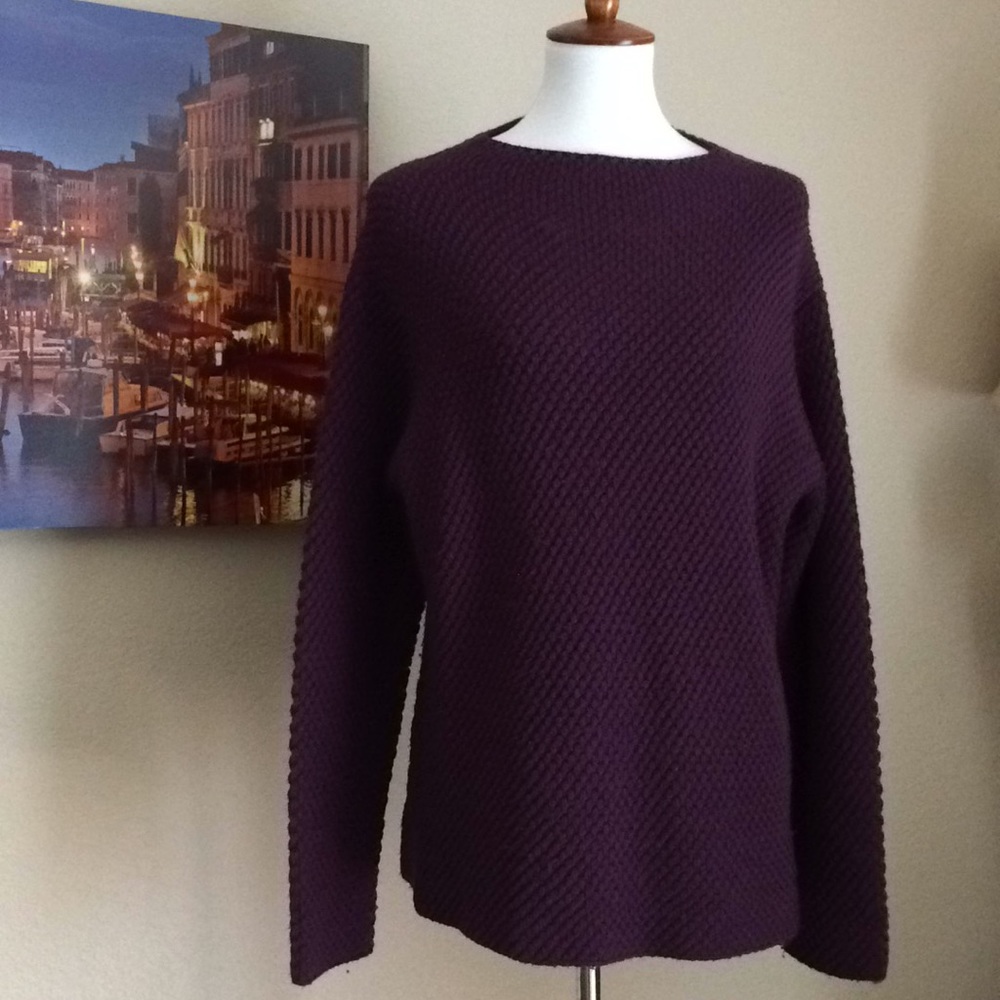 Eileen Fisher Purple knit Chunky Italian Yarn Sz L